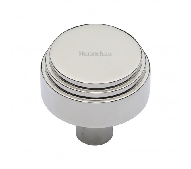 Heritage Brass C3987 Art Deco Stepped Cabinet Knobs - Polished Nickel