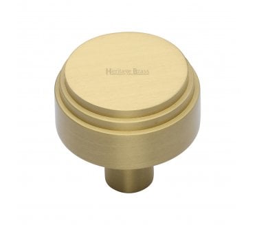 Heritage Brass C3987 Art Deco Stepped Cabinet Knobs - Satin Brass