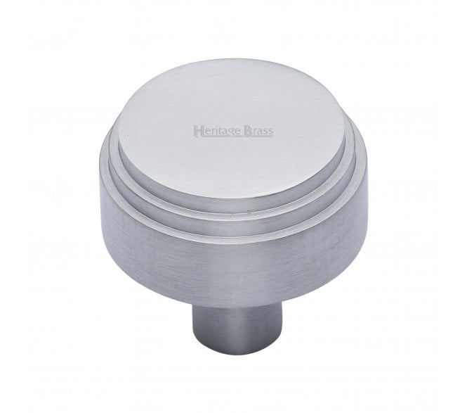 Heritage Brass C3987 Art Deco Stepped Cabinet Knobs - Satin Chrome