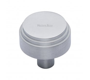 Heritage Brass C3987 Art Deco Stepped Cabinet Knobs - Satin Chrome