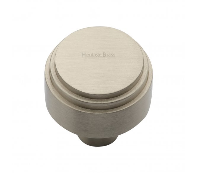 Heritage Brass C3987 Art Deco Stepped Cabinet Knobs - Satin Nickel