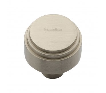 Heritage Brass C3987 Art Deco Stepped Cabinet Knobs - Satin Nickel