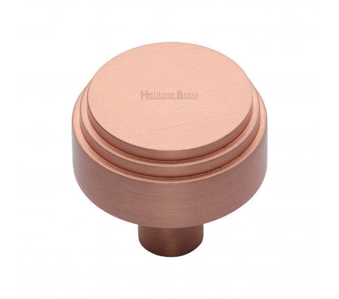 Heritage Brass C3987 Art Deco Stepped Cabinet Knobs - Satin Rose Gold