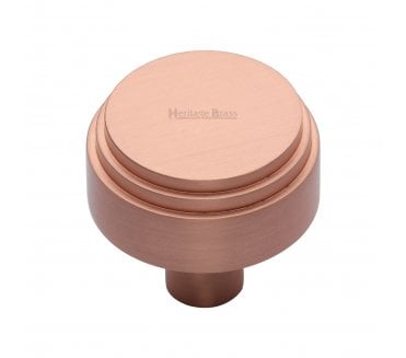 Heritage Brass C3987 Art Deco Stepped Cabinet Knobs - Satin Rose Gold