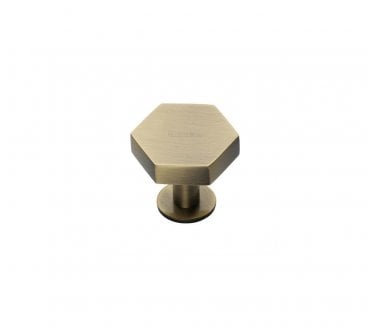 Heritage Brass C4345 Hexagon Cabinet Knobs On Rose - Antique Brass