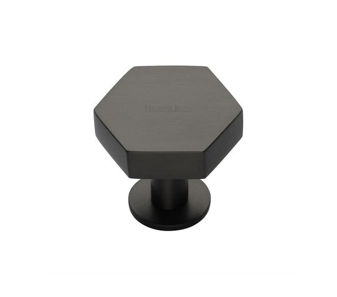 Heritage Brass C4345 Hexagon Cabinet Knobs On Rose - Matt Bronze
