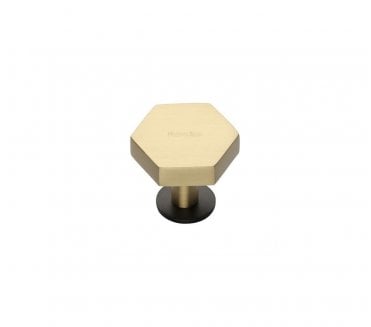 Heritage Brass C4345 Hexagon Cabinet Knobs On Rose - Matt Bronze/Satin Brass