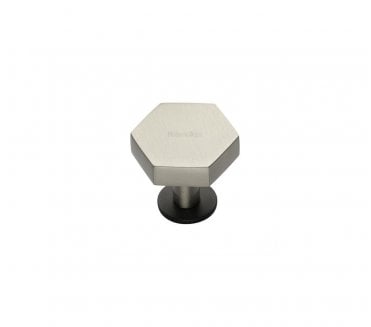 Heritage Brass C4345 Hexagon Cabinet Knobs On Rose - Matt Bronze/Satin Nickel