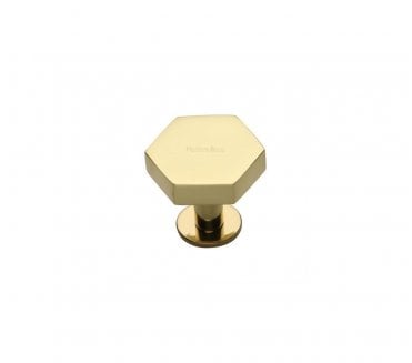 Heritage Brass C4345 Hexagon Cabinet Knobs On Rose - Polished Brass