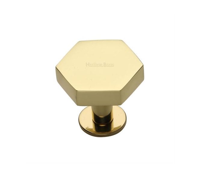 Heritage Brass C4345 Hexagon Cabinet Knobs On Rose - Polished Brass