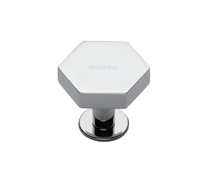 Heritage Brass C4345 Hexagon Cabinet Knobs On Rose - Polished Chrome