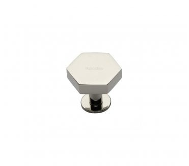 Heritage Brass C4345 Hexagon Cabinet Knobs On Rose - Polished Nickel
