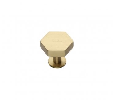 Heritage Brass C4345 Hexagon Cabinet Knobs On Rose - Satin Brass