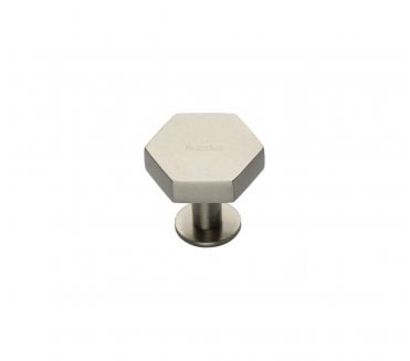 Heritage Brass C4345 Hexagon Cabinet Knobs On Rose - Satin Nickel
