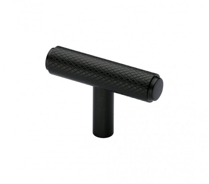 Heritage Brass C4415 Cabinet Knob Knurled T-Bar Design 45mm - Matt Black