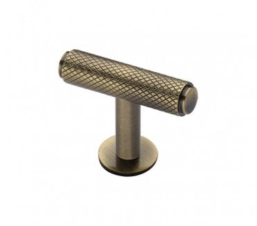 Heritage Brass C4416 Cabinet Knob Knurled T-Bar Design with Rose 45mm - Antique Brass