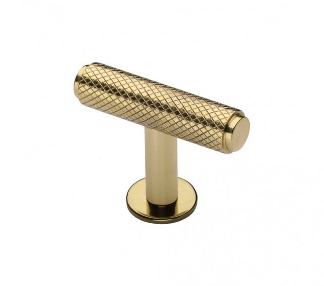 Heritage Brass C4416 Cabinet Knob Knurled T-Bar Design with Rose 45mm - Polished Brass
