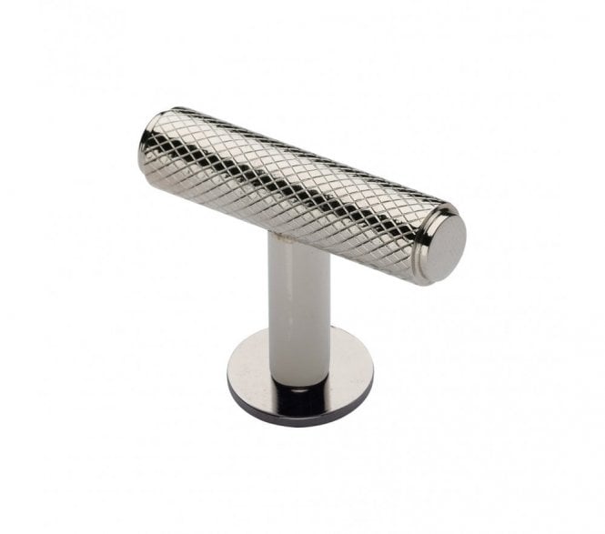 Heritage Brass C4416 Cabinet Knob Knurled T-Bar Design with Rose 45mm - Polished Nickel