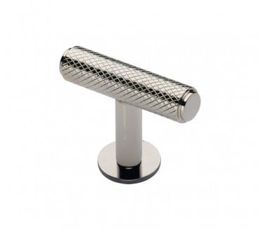 Heritage Brass C4416 Cabinet Knob Knurled T-Bar Design with Rose 45mm - Polished Nickel