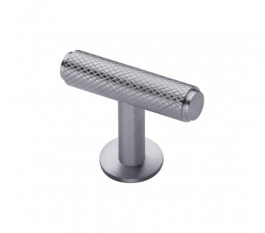 Heritage Brass C4416 Cabinet Knob Knurled T-Bar Design with Rose 45mm - Satin Chrome
