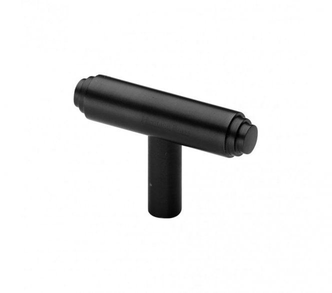 Heritage Brass C4445 Cabinet Knob Stepped T-Bar Design 45mm - Matt Black