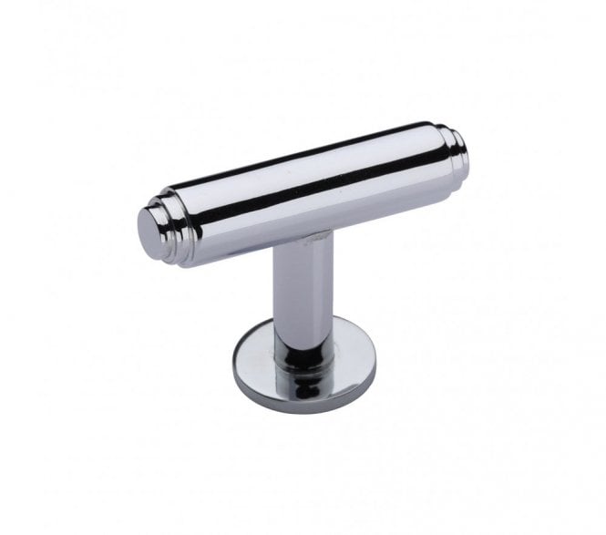 Heritage Brass C4447 Cabinet Knob Stepped T-Bar Design with Rose 45mm - Polished Chrome