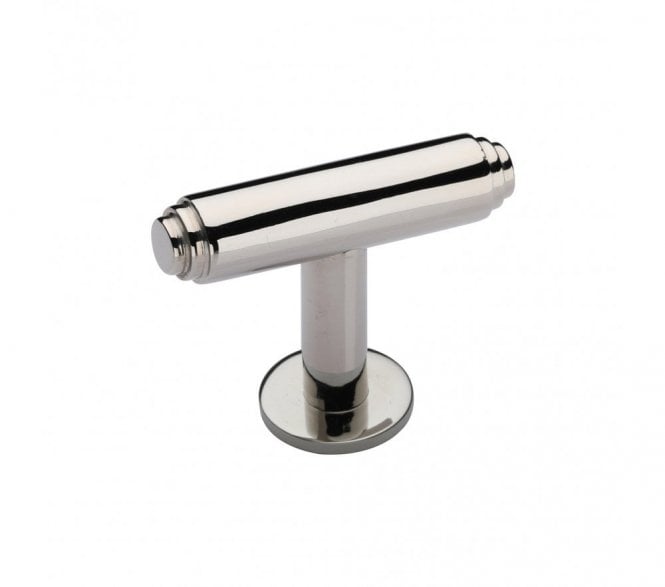 Heritage Brass C4447 Cabinet Knob Stepped T-Bar Design with Rose 45mm - Polished Nickel