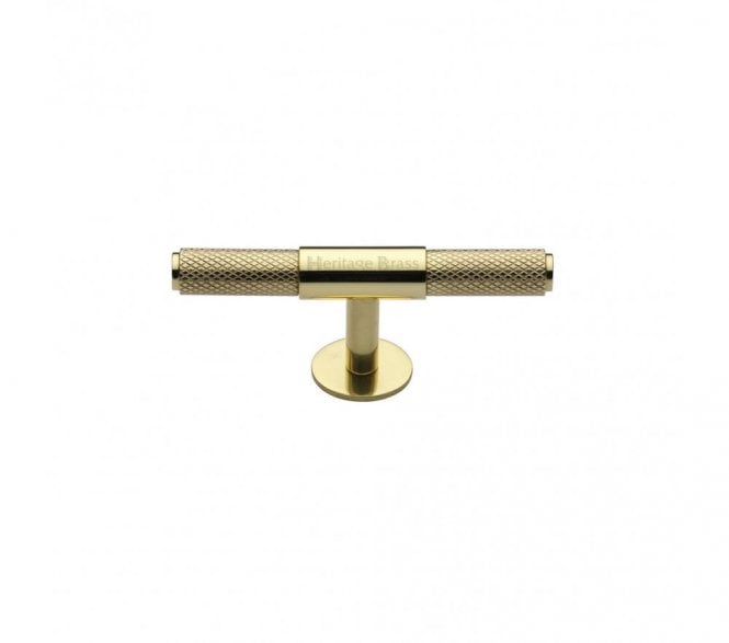 Heritage Brass C4463 Knurled Fountain T-Bar Knobs - Polished Brass