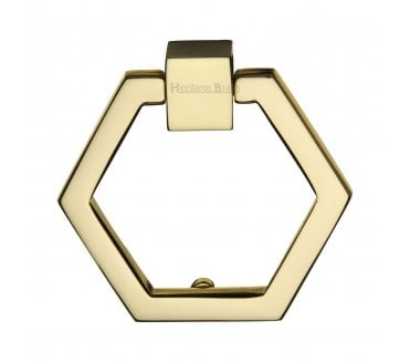 Heritage Brass C6334 Hexagon Cabinet Drop Ring - Polished Brass