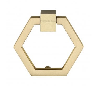 Heritage Brass C6334 Hexagon Cabinet Drop Ring - Satin Brass
