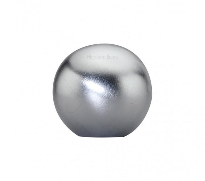 Heritage Brass Cabinet Knob Globe Design - Satin Chrome