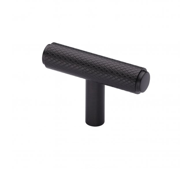 Heritage Brass Cabinet Knob Knurled T-Bar Design 45mm Matt Bronze