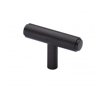 Heritage Brass Cabinet Knob Knurled T-Bar Design 45mm Matt Bronze