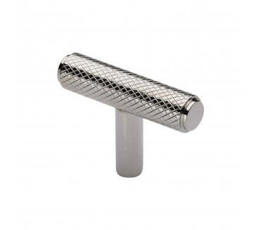 Heritage Brass Cabinet Knob Knurled T-Bar Design 45mm Polished Nickel