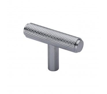 Heritage Brass Cabinet Knob Knurled T-Bar Design 45mm Satin Chrome