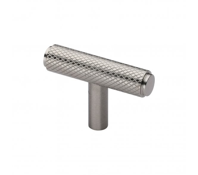 Heritage Brass Cabinet Knob Knurled T-Bar Design 45mm Satin Nickel