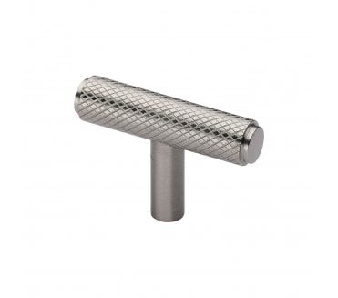 Heritage Brass Cabinet Knob Knurled T-Bar Design 45mm Satin Nickel