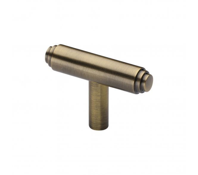 Heritage Brass Cabinet Knob Stepped T-Bar Design 45mm Antique Brass