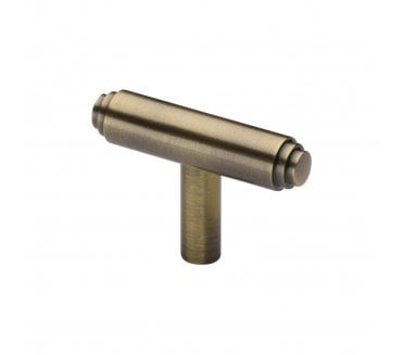 Heritage Brass Cabinet Knob Stepped T-Bar Design 45mm Antique Brass