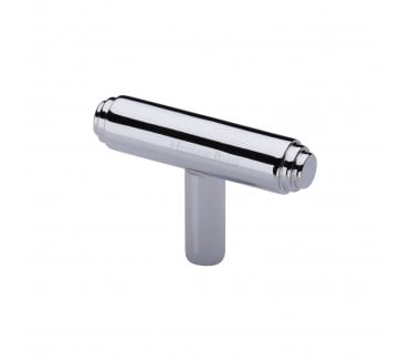 Heritage Brass Cabinet Knob Stepped T-Bar Design 45mm Polished Chrome