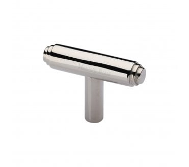 Heritage Brass Cabinet Knob Stepped T-Bar Design 45mm Polished Nickel