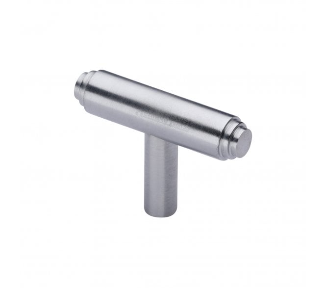 Heritage Brass Cabinet Knob Stepped T-Bar Design 45mm Satin Chrome