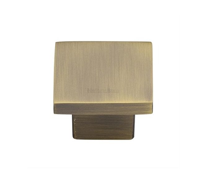 Heritage Brass Cabinet Knobs Classic Square Design - Antique Brass