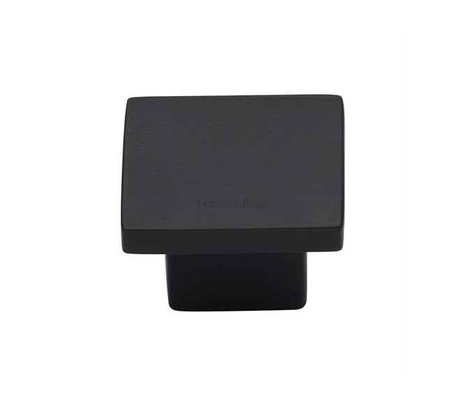 Heritage Brass Cabinet Knobs Classic Square Design - Matt Black