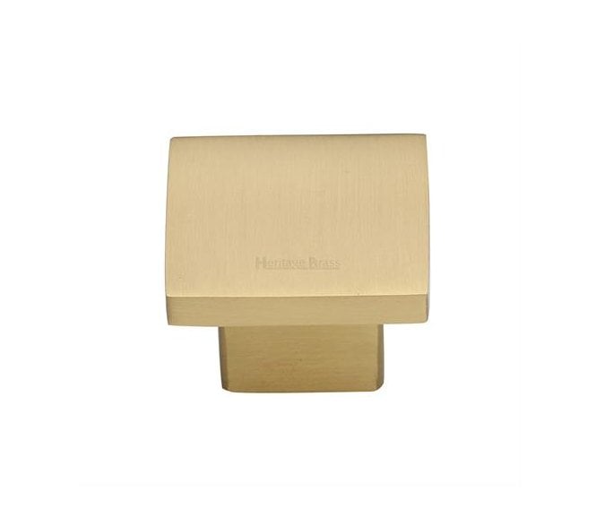 Heritage Brass Cabinet Knobs Classic Square Design - Satin Brass