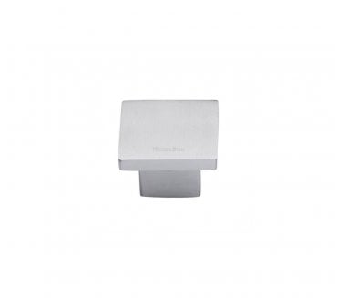 Heritage Brass Cabinet Knobs Classic Square Design - Satin Chrome
