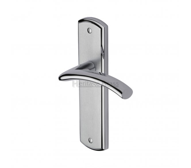 Heritage Brass Centaur Door Handles On Backplate - Satin Chrome/Polished Chrome
