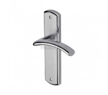 Heritage Brass Centaur Door Handles On Backplate - Satin Chrome/Polished Chrome