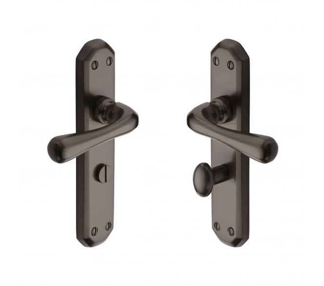 Heritage Brass Charlbury Door Handles On Backplate - Matt Bronze