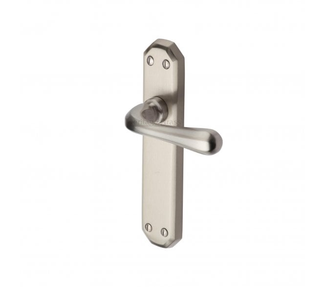 Heritage Brass Charlbury Door Handles On Backplate - Satin Nickel